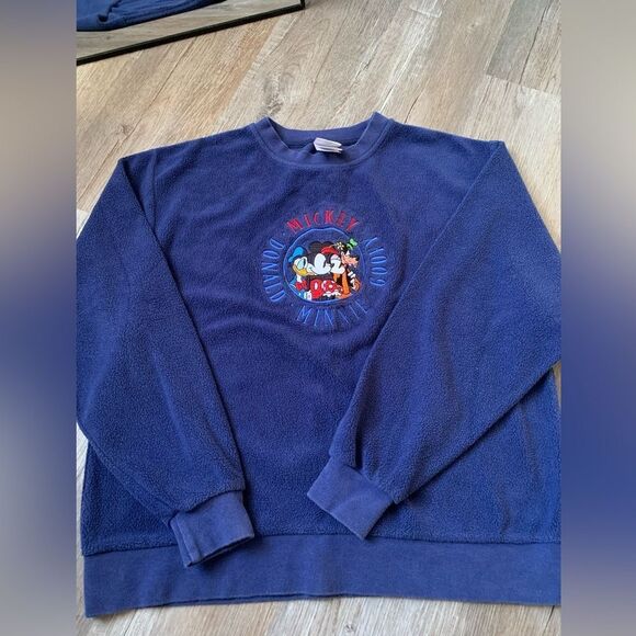 VTG Disney Mickey Goofy Embroidered Sweatshirt Pullover Blue Graphic Size S M - Picture 11 of 11